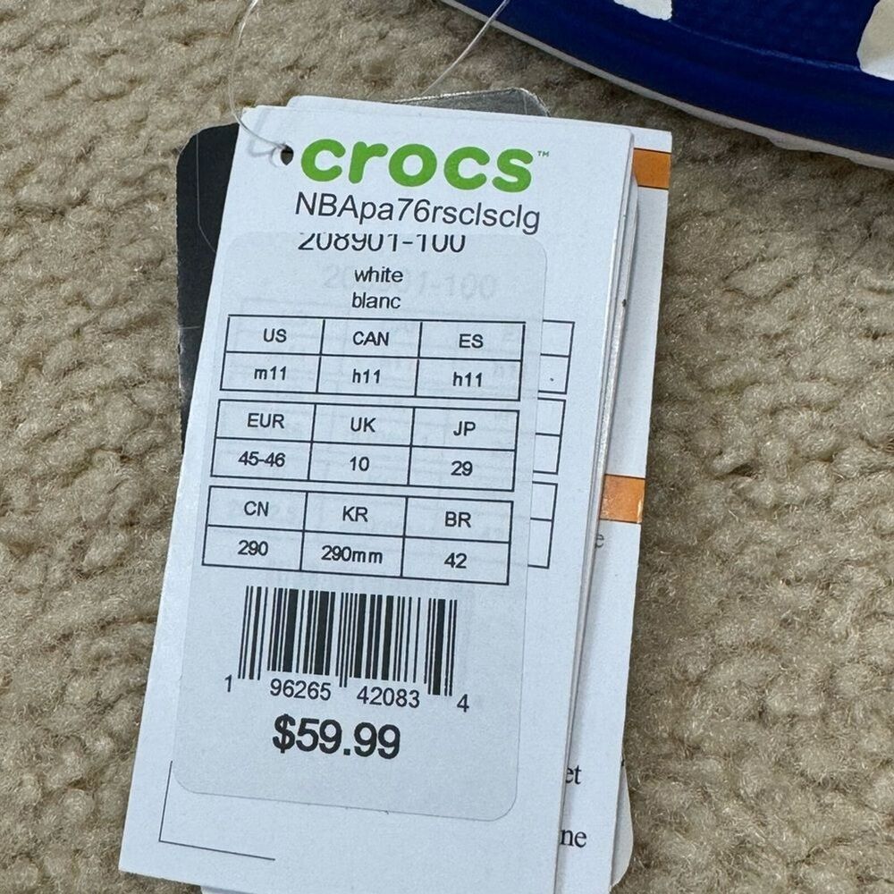 NWT Crocs Blue Red NBA Philadelphia 76ers Classic Clogs Unisex Sz M11.0/W13.0 - Picture 6 of 7